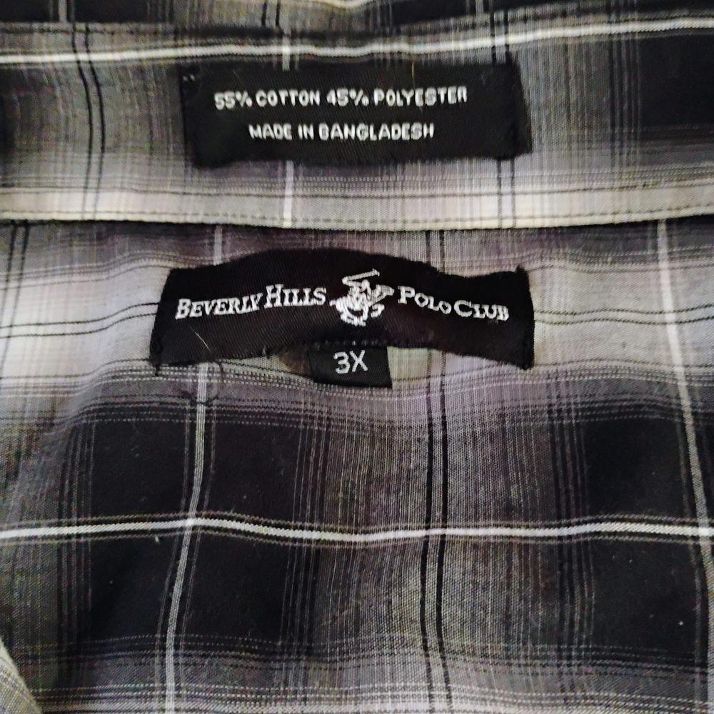 Beverly Hills Polo Club Men's Black Plaid Shirt